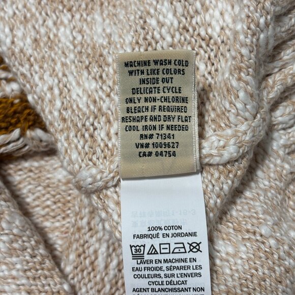 L.L.Bean Fair Isle Turtleneck Sweater Petite S Cotton Nordic Winter Cream Knit - Picture 7 of 10